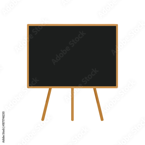 Blank Black Chalkboard on Wooden Easel for Presentation