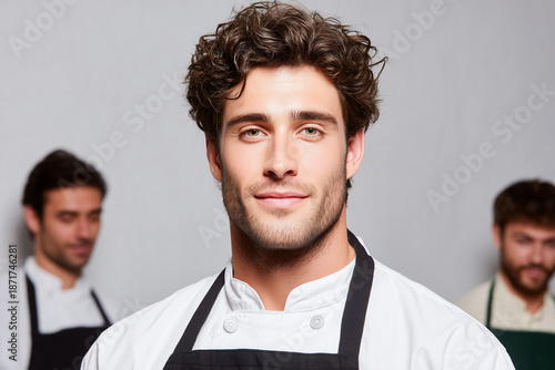 Handsome European Culinary Student Wearing Apron Training to Become a Chef