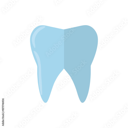 Dental Illustration Light Blue Tooth Isolated on White