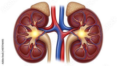 Detailed Anatomical of Human Kidneys with Vessels and Adrenal Glands human anatomy renal arteries