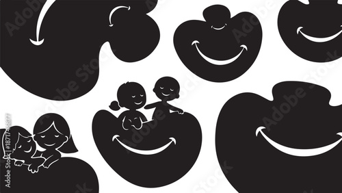Smiling Faces and Happy Emotions Illustration