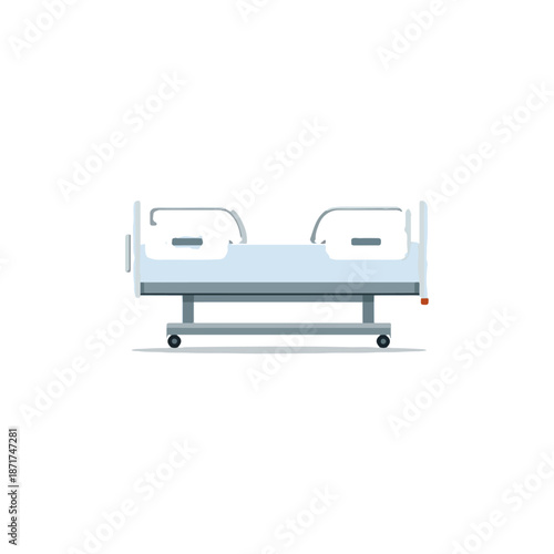 Hospital Bed Illustration on White Background, Medical Equipment