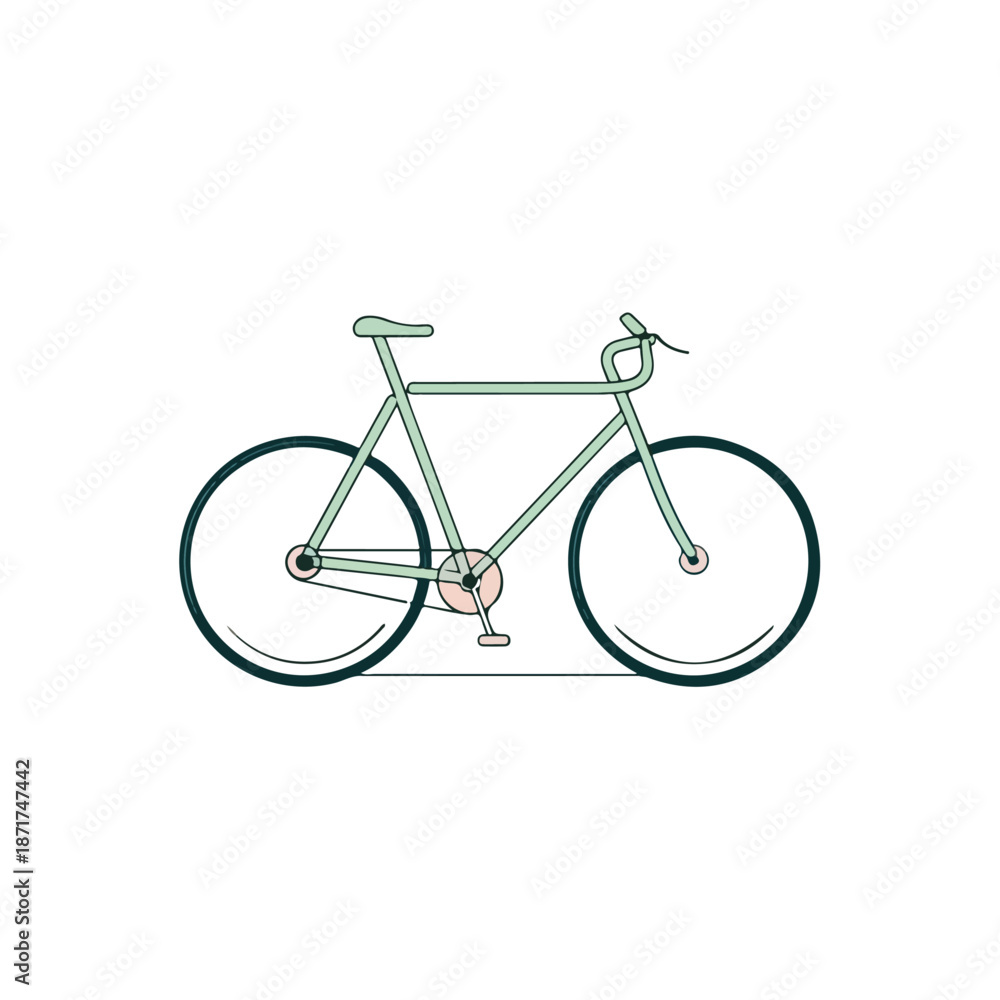 Fototapeta premium Minimalist Bicycle Illustration Green and Teal Bike Design