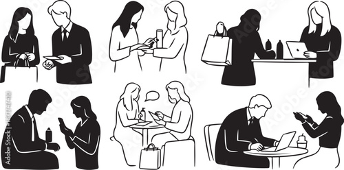 Business People in a Cafe Setting with Technology