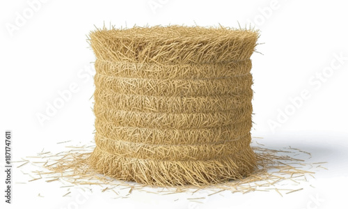 Rolled straw bale on floor
