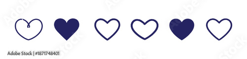 Valentine day heart outline set collection romance icons love symbol vector illustrations
