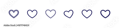 Different style valentine day heart line art set collection love symbols vector icons