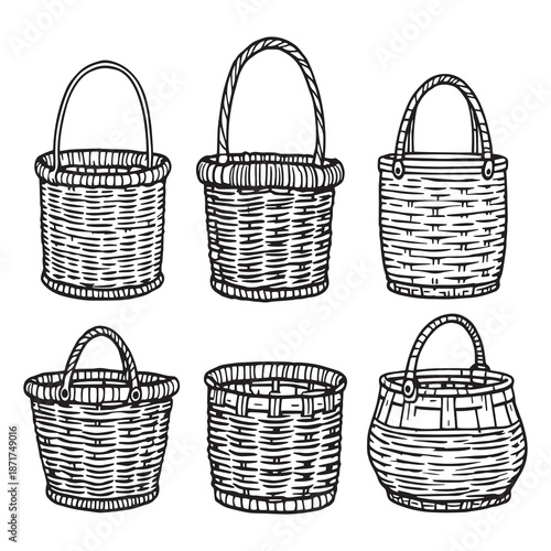 Wicker basket natural texture storage container