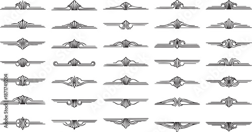 Symmetrical Vintage Architectural Dividers and Ornamental Line Flourish Collection