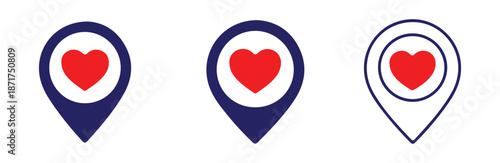 Love location vector set for dating apps, favorite places, and romantic travel destinations