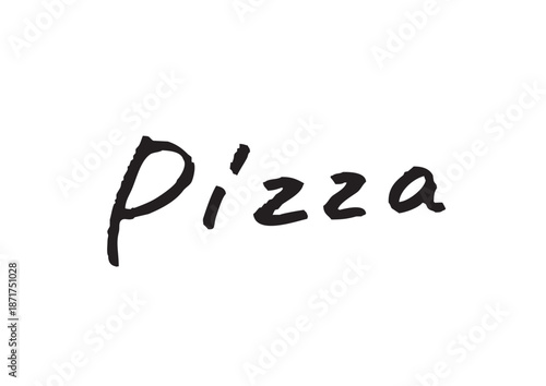 手書き風筆記体で書かれた『Pizza』の雑誌風英字デザイン文字｜ピザ, イタリアン, 飲食店, 英字, 筆記体, 手書き