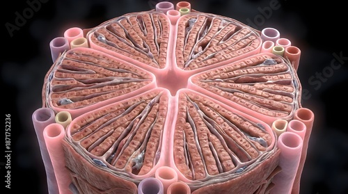 Liver Lobule with Metabolic Zones – Histology 3D Detail