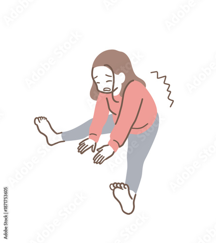 体のかたい女性のイラスト素材