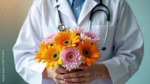 Nurse Holding Flowers in Appreciation of International Nurses Day
