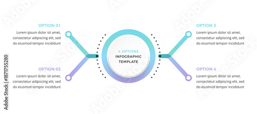 Four option infographic layout with a central circular, designed to present choices or a structured process