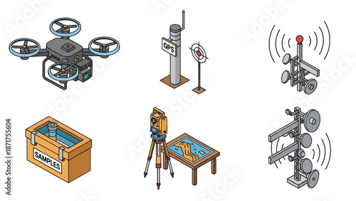 Various Technical Equipment and Devices Illustrated.