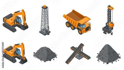 Construction Equipment and Materials Set.