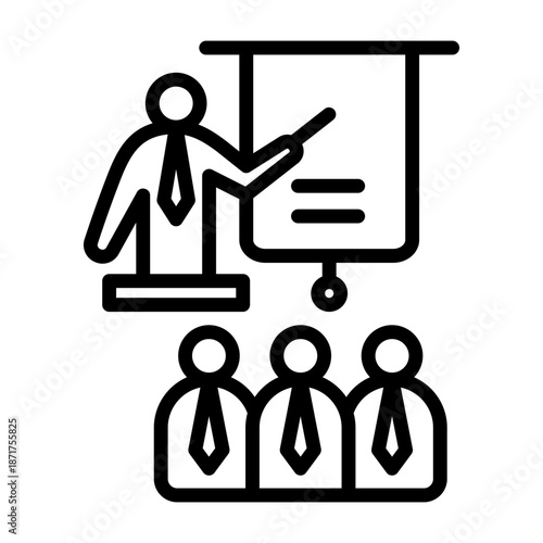 Employee Training Icon - Black Outline