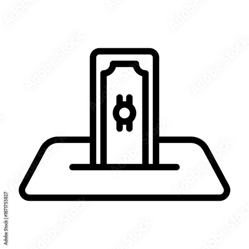 Direct Deposit Icon - Black Outline