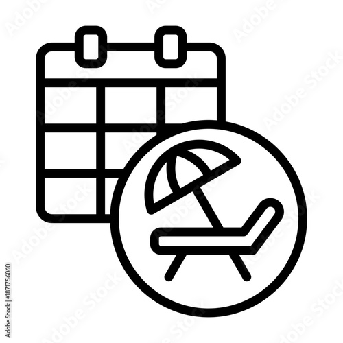 Holiday Calendar Icon - Black Outline