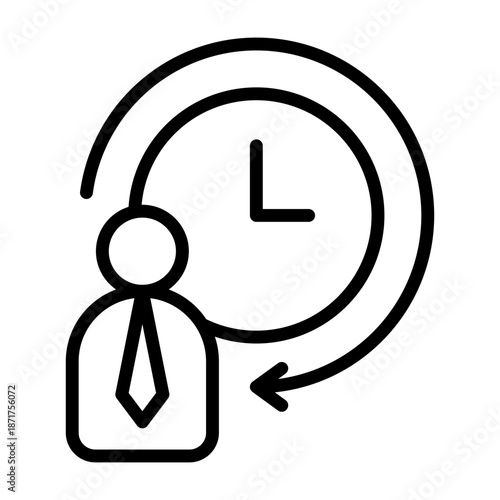 Work Hours Icon - Black Outline