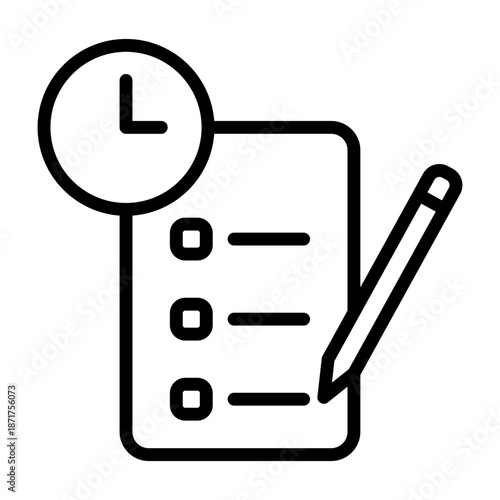 Timesheet Icon - Black Outline