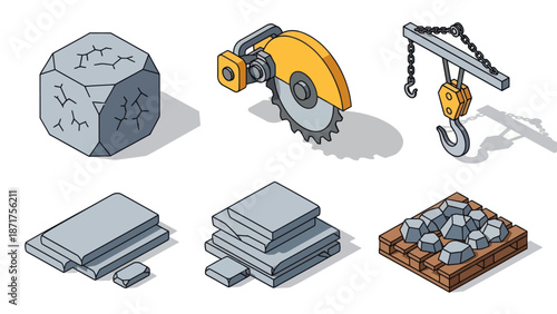 Construction Tools and Materials Illustration Set.