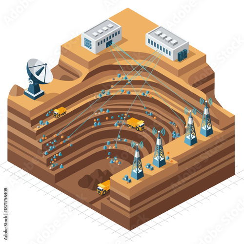 Isometric Oil Refinery with Equipment and Buildings.