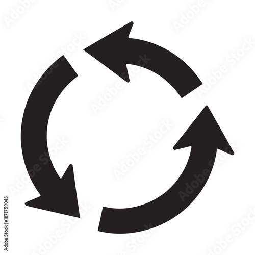 A green 3d recycling symbol icon featuring three arrows in a circular flow process design isolated on a white background as a vector illustration of a round sustainable business concept