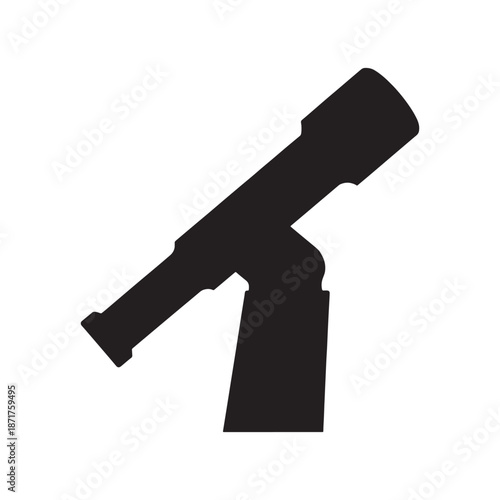 Isolated black vector silhouette of a metal gun and revolver pistol weapon illustration on a white background for war or crime equipment ammunition objects