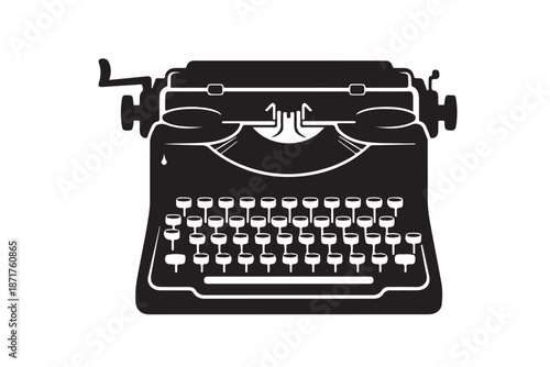 A vintage old typewriter silhouette vector art illustration