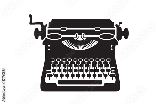 A vintage old typewriter silhouette vector art illustration