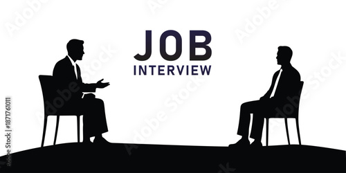 Job Interview Silhouette Concept Professional Hiring Discussion Illustration