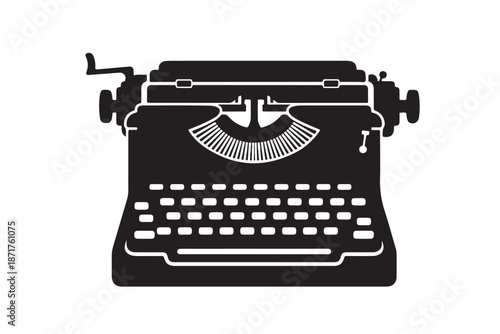 A vintage old typewriter silhouette vector art illustration