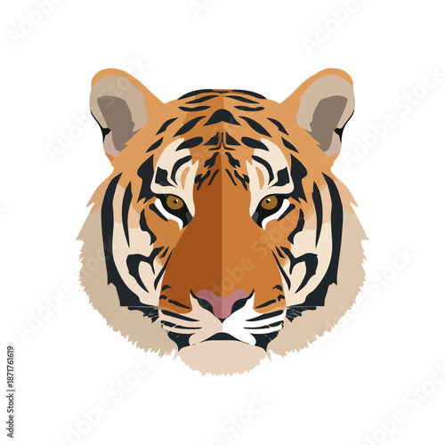 Geometric Tiger Face Illustration on White Background
