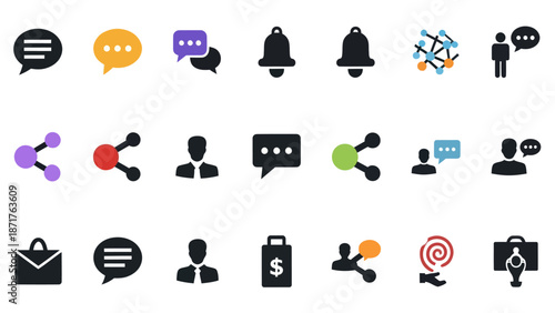 Collection of Simple Modern Communication Icons.