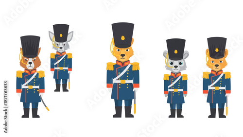 Colorful Christmas Nutcracker Soldiers with Animals.