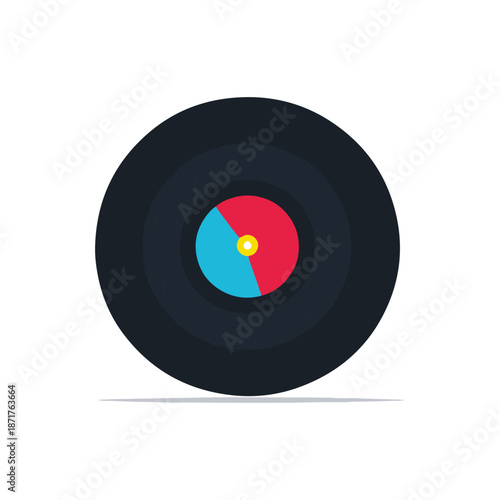 Modern Vinyl Record Design with Colorful Abstract Elements