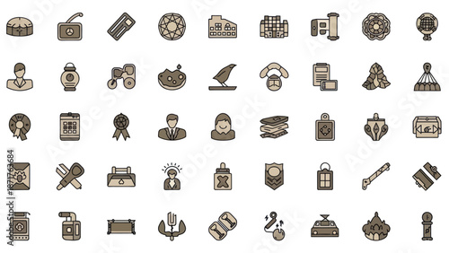 Collection of Various Icon Symbols and Emblems.