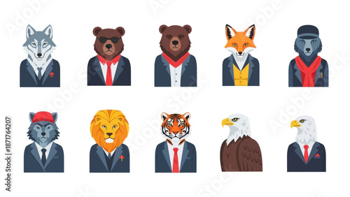 Animal Characters Wearing Suits and Ties.