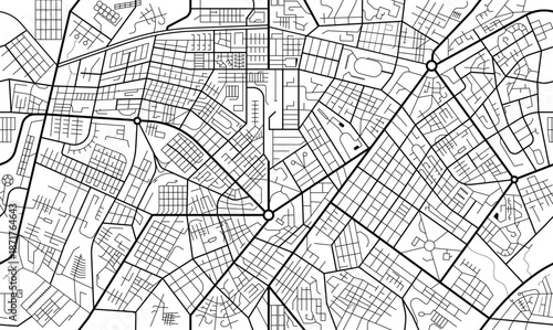 City or town map plan seamless pattern with streets, roads, parks and squares. Vector residential background with urban planning project. Abstract cartography map layout with road intersections