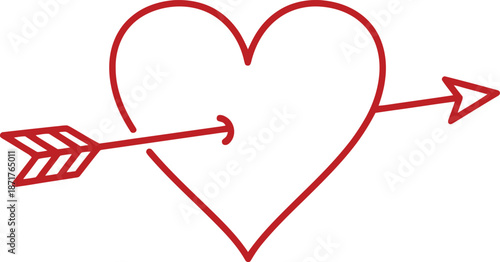 A heart pierced by an arrow on a line vector