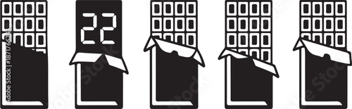 Set of chocolate bar silhouette vector illustration with candy block, dessert snack, sweet food design, cocoa treat packaging collection