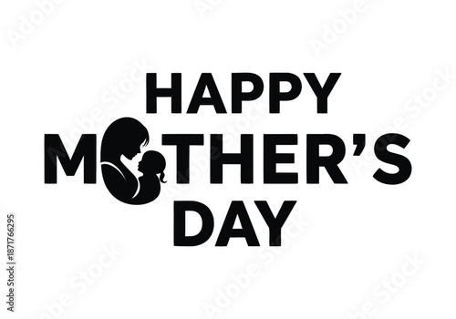 Happy mother's day greeting card with silhouette
