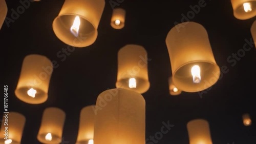 Wallpaper Mural Sky lanterns floating in the night. Torontodigital.ca