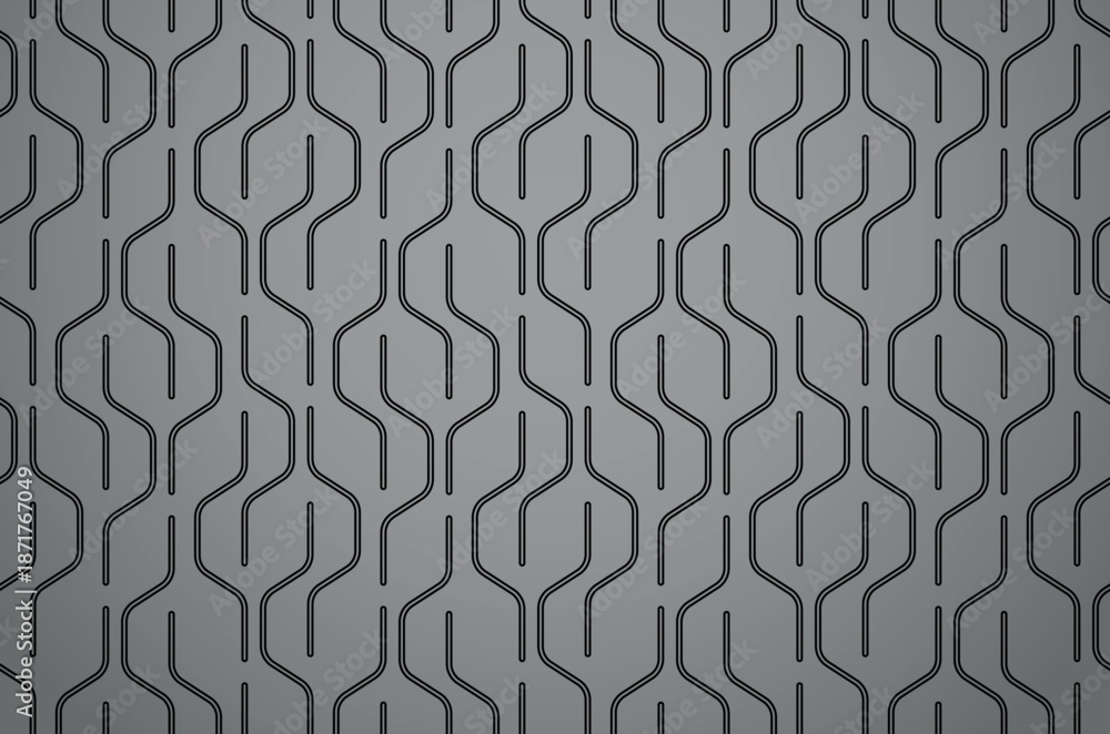 Obraz premium The geometric pattern with wavy lines. Seamless vector background. Gray and black texture. Simple lattice graphic design