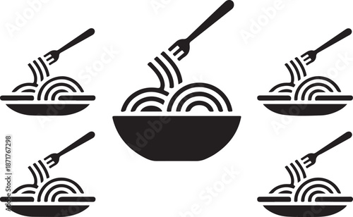 set of spaghetti plate icon vector illustration isolated on white background