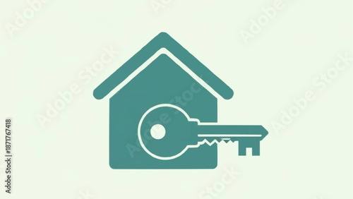 House and Key Icon Symbolizing Real Estate Ownership.