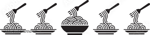 set of spaghetti plate icon vector illustration isolated on white background