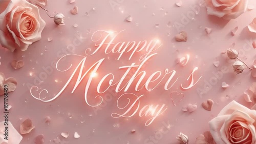 Happy Mothers Day Floral Greeting Background with Soft Pastel Colors
